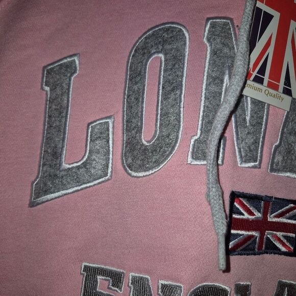 K&K Apparel Pink London Hoodie Sweatshirt M NWT - Picture 2 of 8
